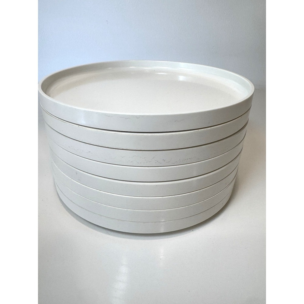 Heller Ware Massimo Vignelli Salad Plates Set of 8 Melamine Vintage MCM White
